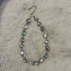 Anne Klein Gold Necklace with Multicolor Gemstones